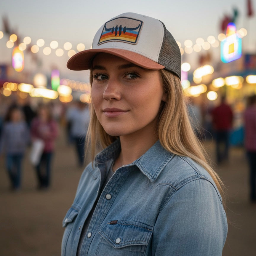 Hairy Heifer Southwest logo cap worn outdoors
